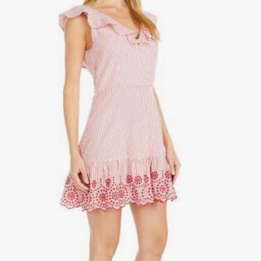 BCBGeneration Women's Embroidered Ruffle Dress